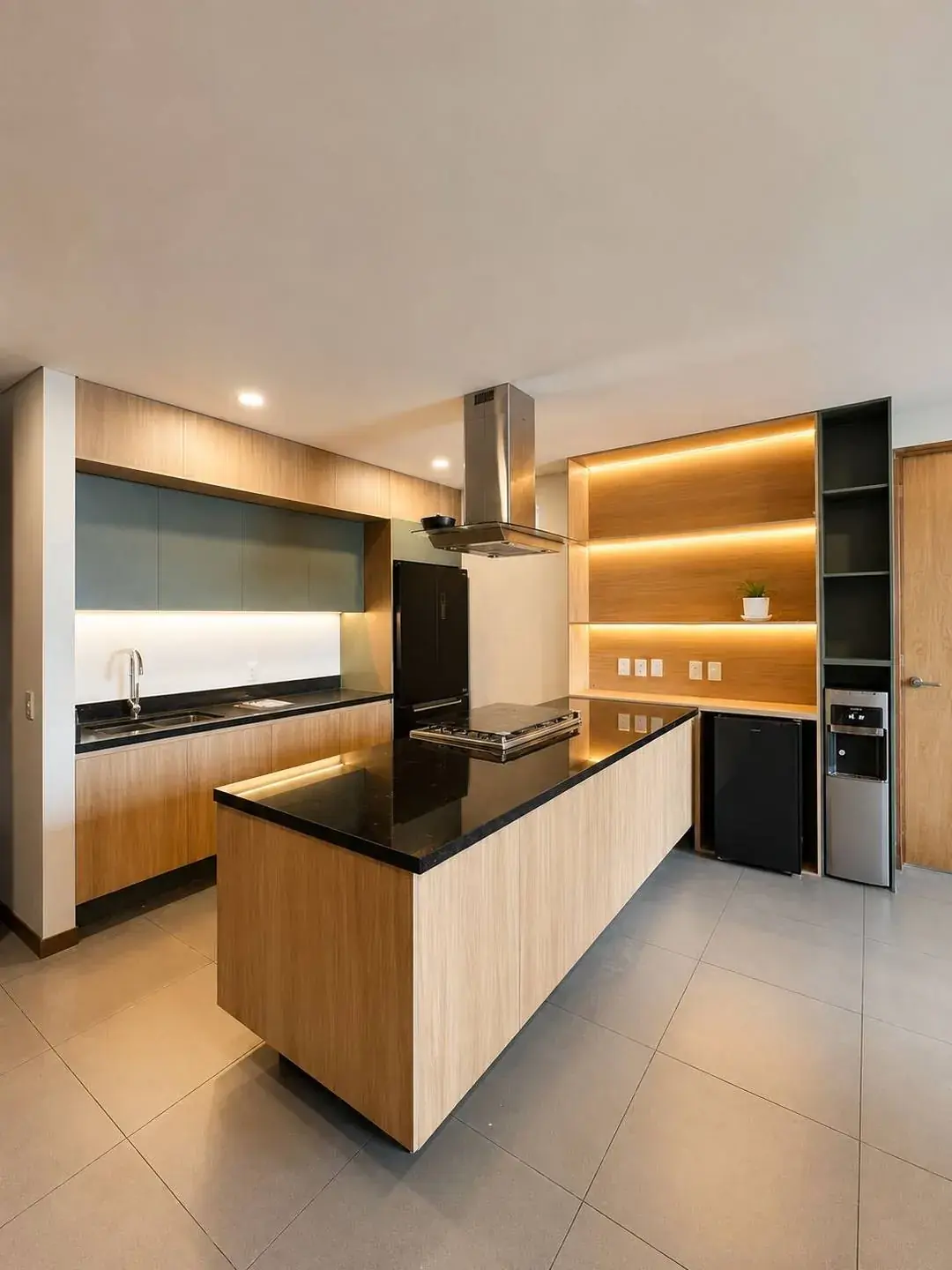 Isla de cocina con iluminación integrada
