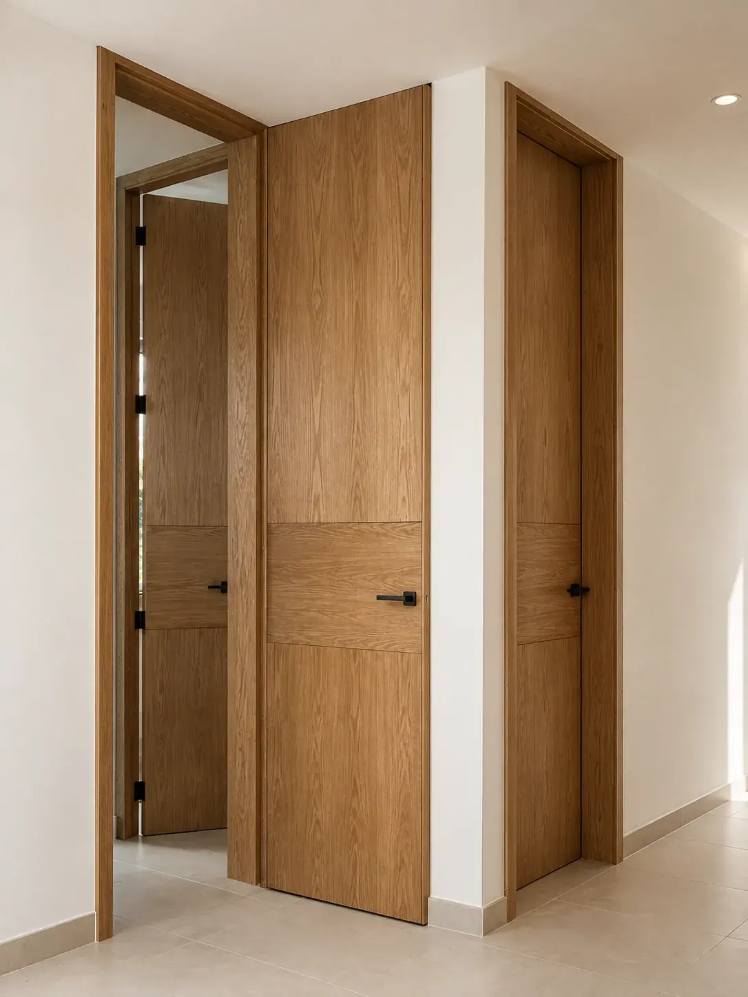 Puertas de intercomunicación a medida en madera de parota